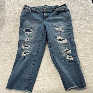 Maurices Blue Cropped Distressed Jeans